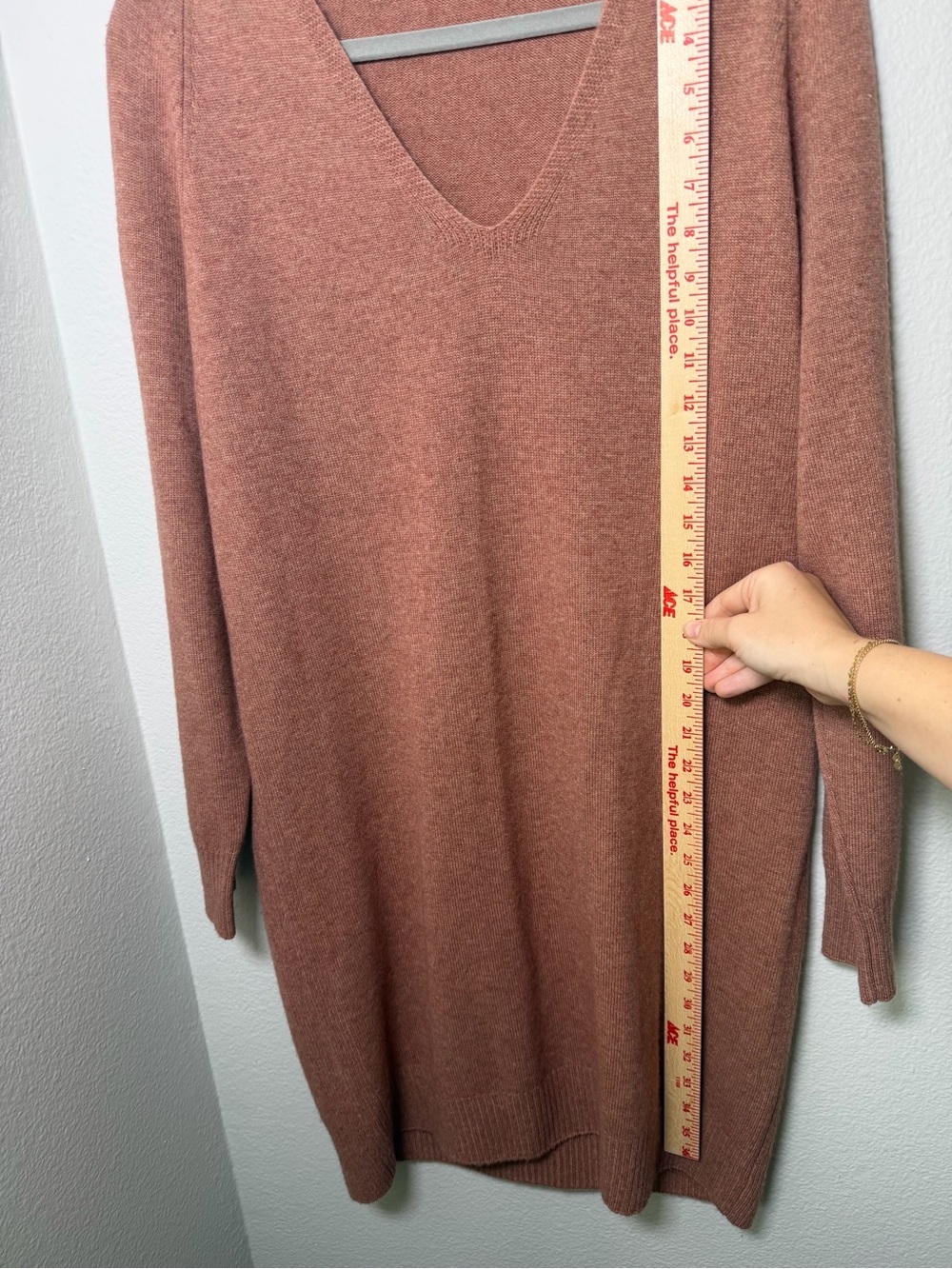 Vince Dusty Pink/Orange V-Neck Wool-Cashmere Blend Dress Size M - Picture 6 of 7